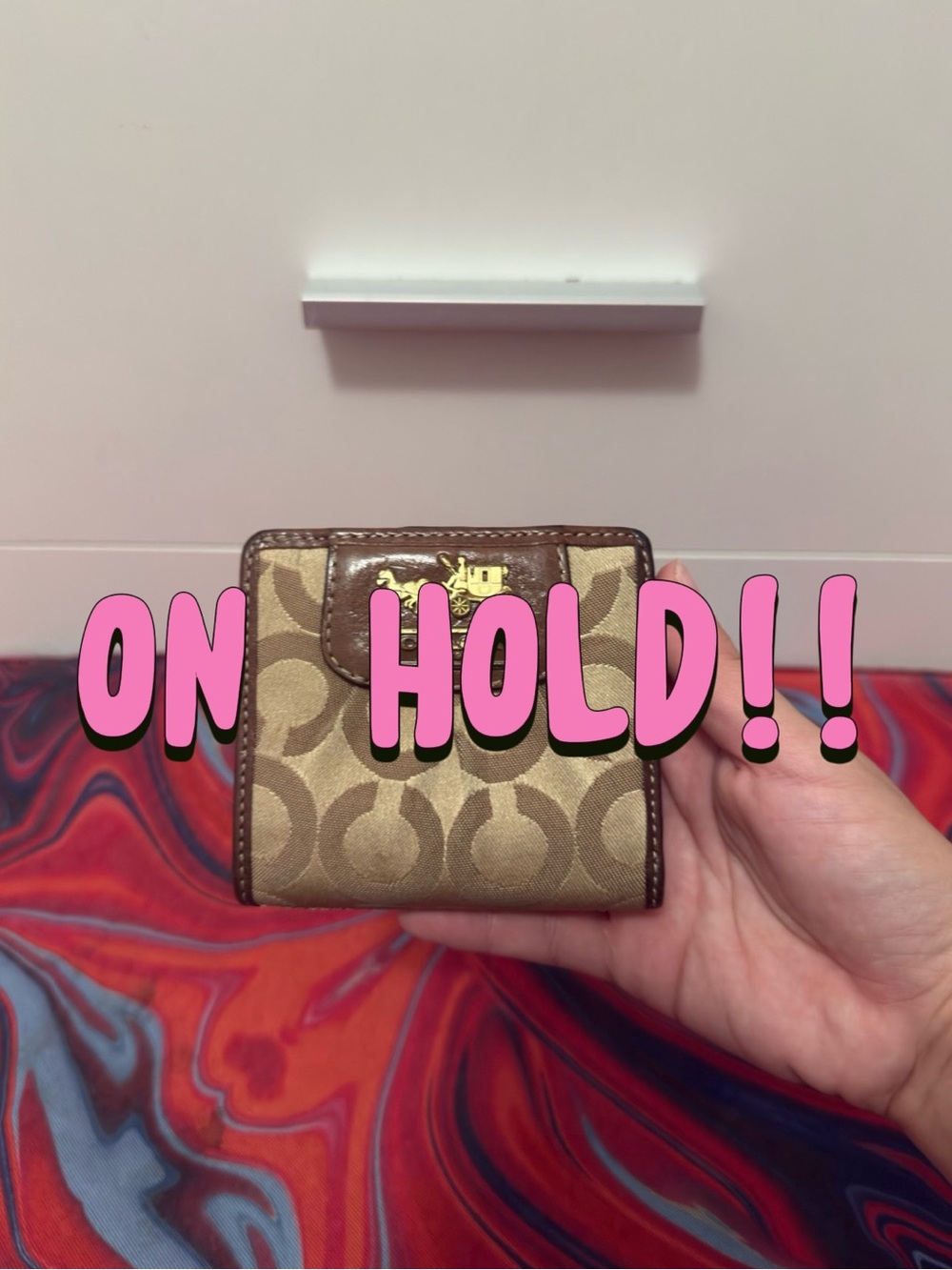 Vintage Y2K Coach Khaki Monogram Sweetheart Pink Bifold Wallet